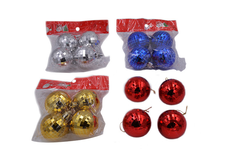 BOLA NATAL QUADRICULADA M 5CM C04 VERMELHO