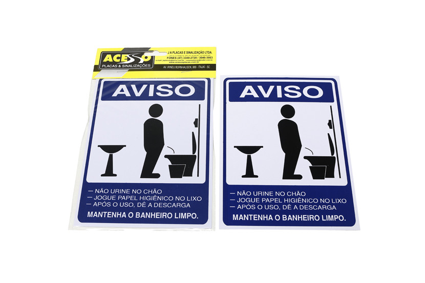 PLACA AVISO BANHEIRO MASC 14,5X19,5CM  X10