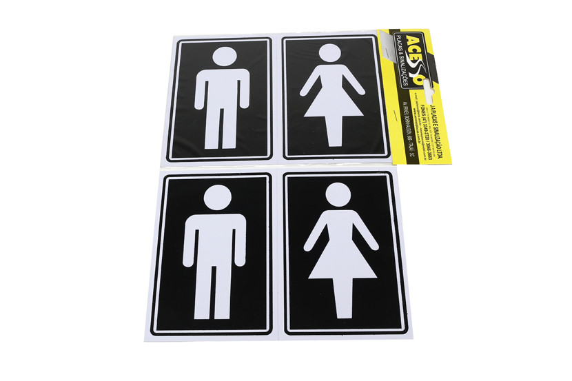 PLACA MASCULINO FEMININO 15X20CM PRETO  X10