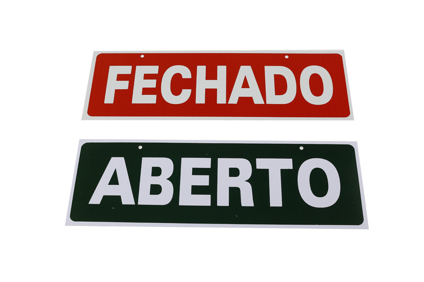 PLACA FECHADO ABERTO 9,5X25CM  X10