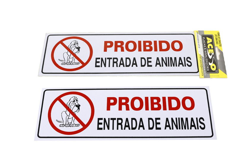 PLACA PROIBIDO ANIMAIS 10X29,5CM