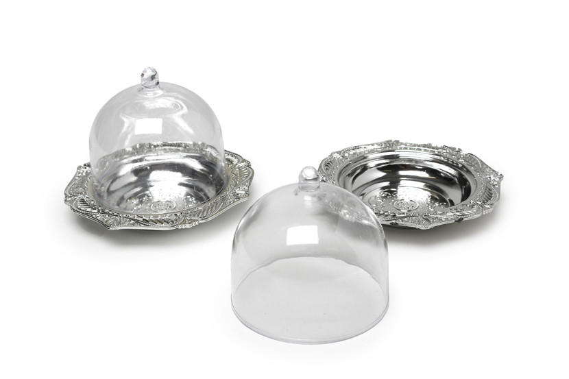 LEMBRANCINHA BANDEJA PLAST PRATA TPA TRANSP