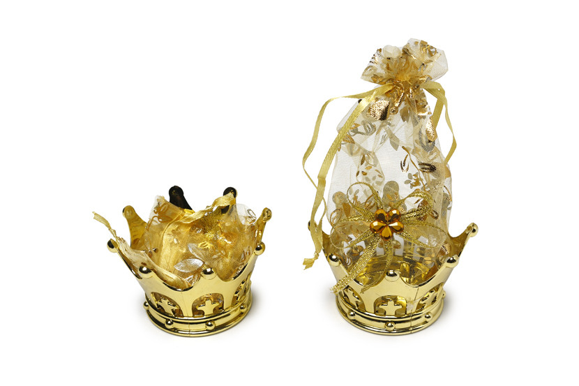 LEMBRANCINHA COROA PLAST SACO OURO  X12