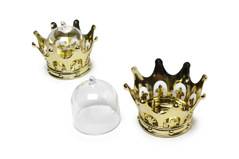 LEMBRANCINHA COROA PLAST OURO TPA TRANSP  X12