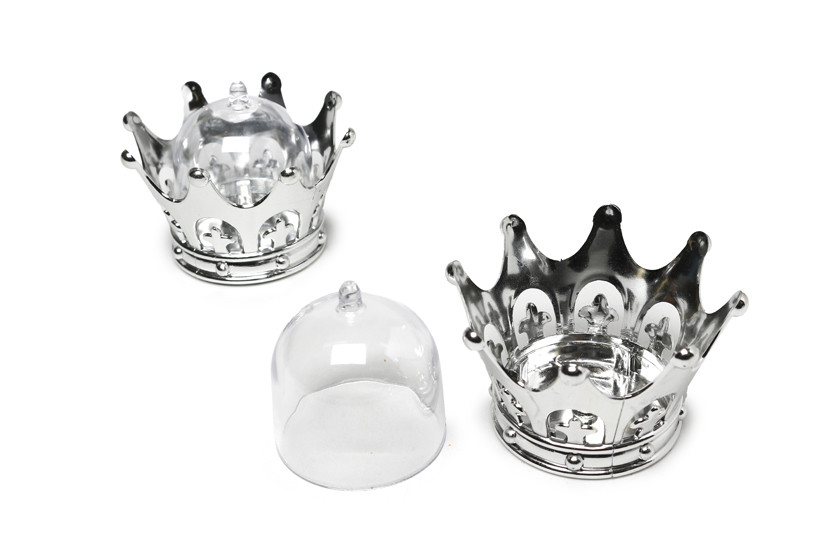 LEMBRANCINHA COROA PLAST PRATA TPA TRANSP X12