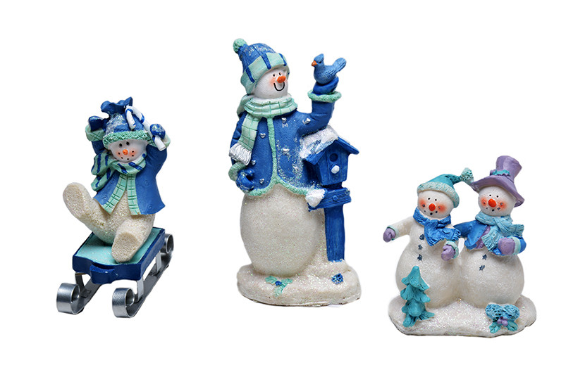 ENFEITE RESINA BONECO NEVE  X16