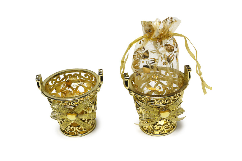 LEMBRANCINHA BALDE PLAST SACO OURO  X12