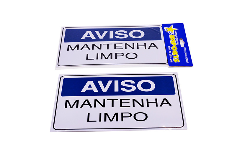 PLACA AVISO MANTENHA LIMPO 24X15CM  X10