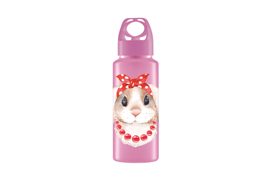GARRAFA SQUEEZE MINI PLAST ROSA COELHO 350ML