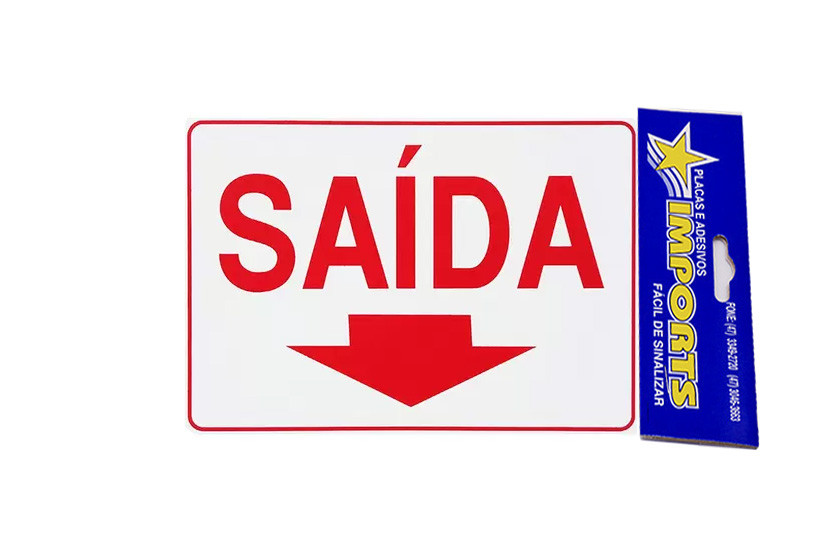 PLACA SAIDA SETA P/BAIXO 29,5X19,5CM  X10