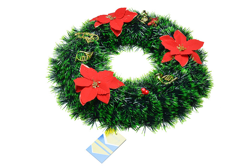 ENFEITE NATAL GUIRLANDA FLOR PLAST 38CM