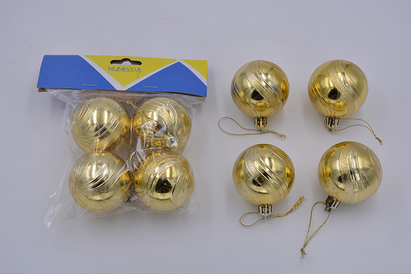 BOLA NATAL RISCADA 5CM C04 DOURADA  X12