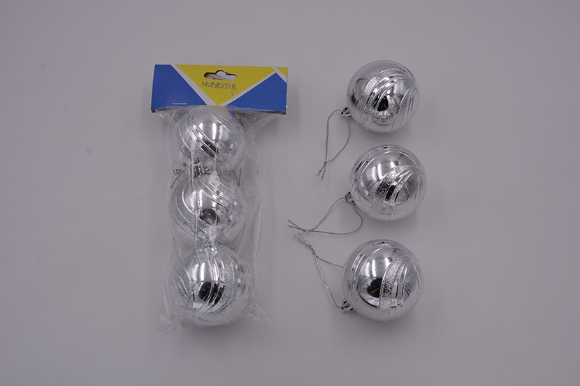 BOLA NATAL RISCADA 6CM C03 PRATA  X12