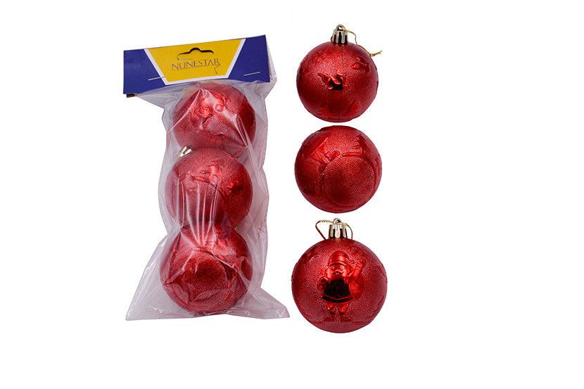 BOLA NATAL PAPAI NOEL C03 6CM VERMELHO  X12