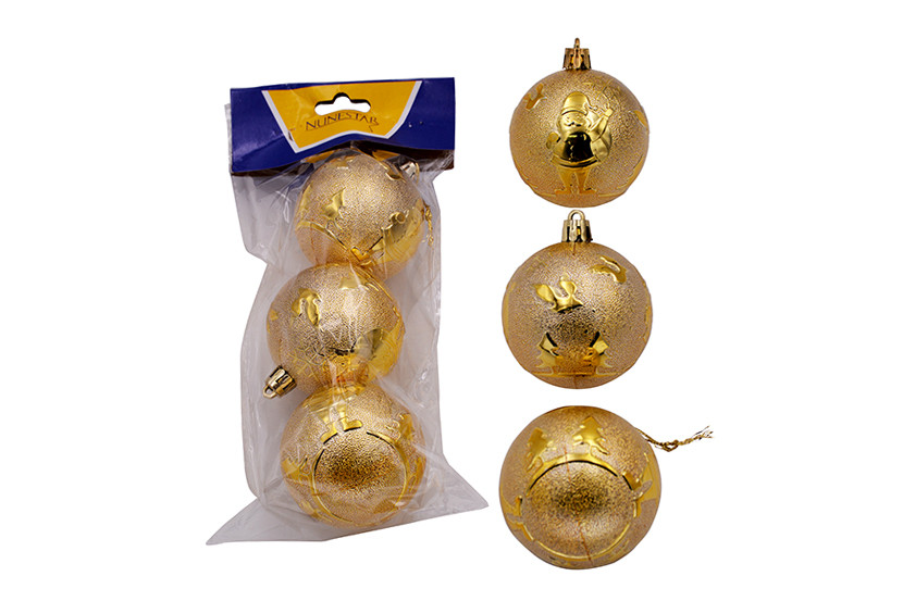 BOLA NATAL PAPAI NOEL C03 6CM DOURADO  X12