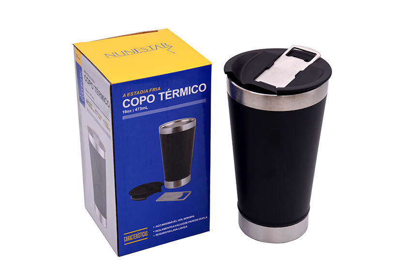 COPO TERMICO INOX ABRIDOR PRETO 473ML