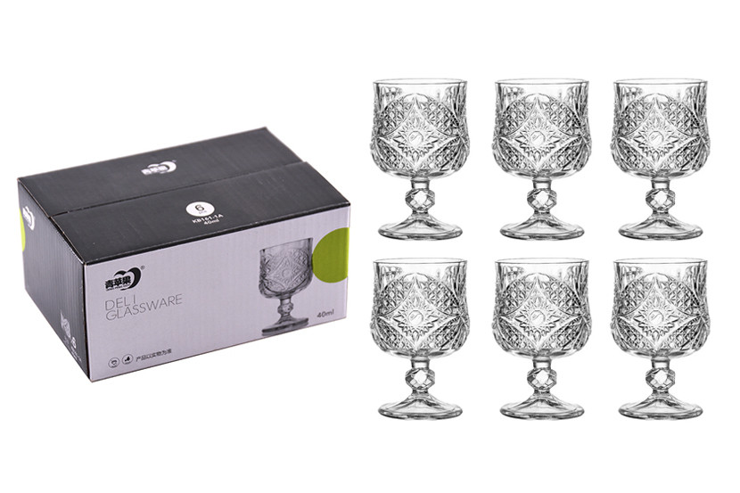 TACA VIDRO LICOR TRANSP C06 40ML BORBOLETA