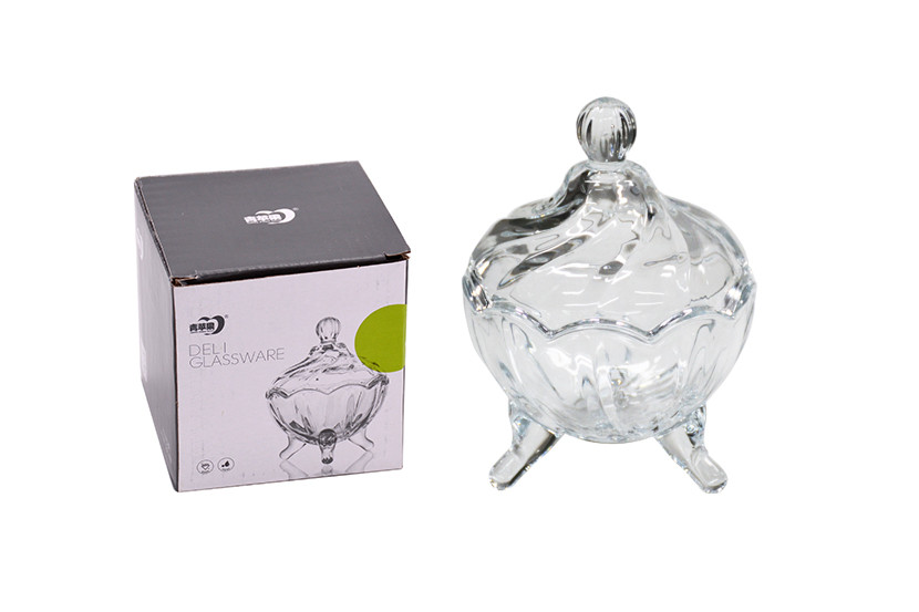 BOMBONIERE VIDRO TRANSP PE 150ML RISCADO