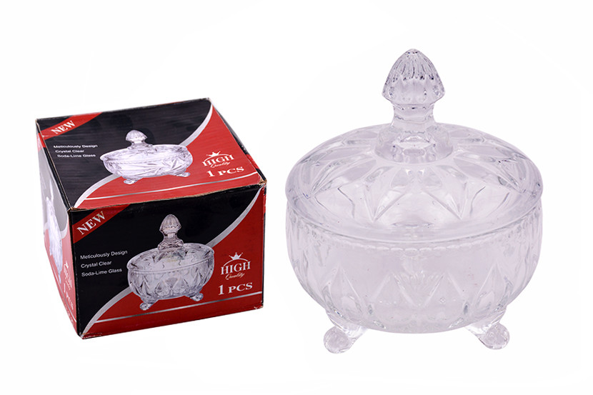 BOMBONIERE VIDRO TRANSP PE M 400ML FLOR