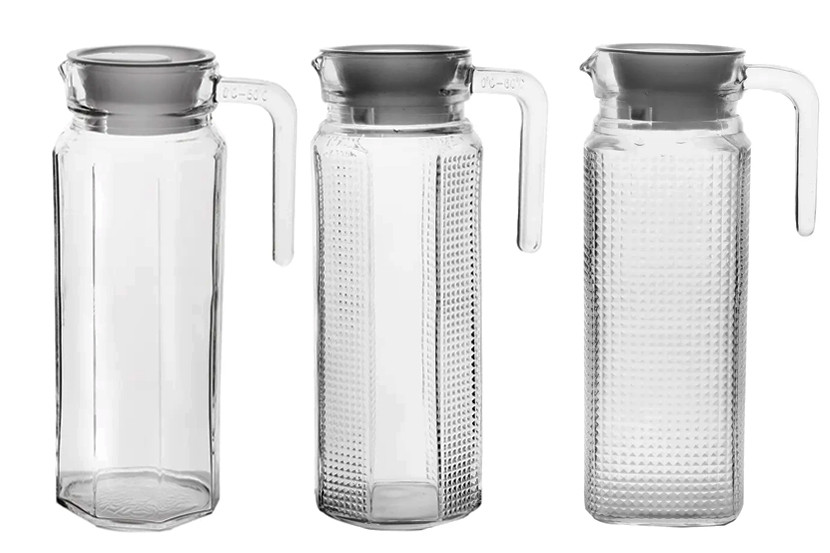 JARRA VIDRO TRANSP 1000ML OITAVADA