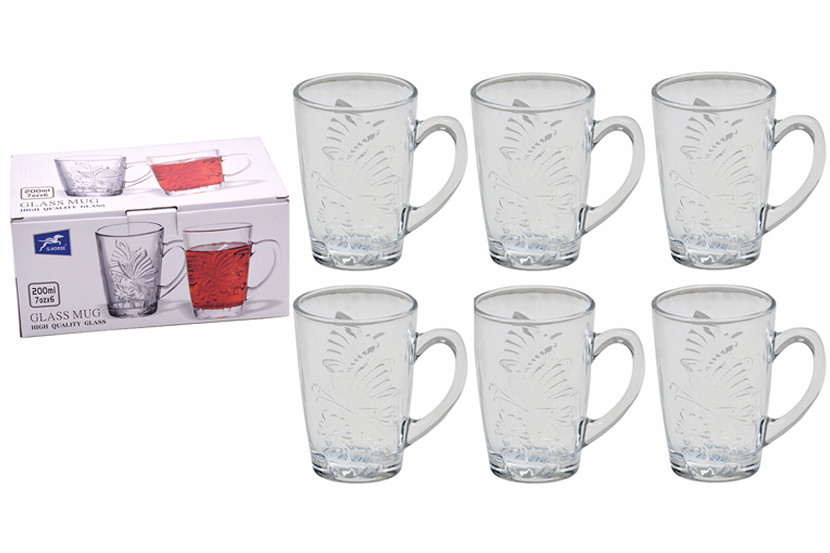 XICARA VIDRO TRANSP C06 200ML BORBOLETA