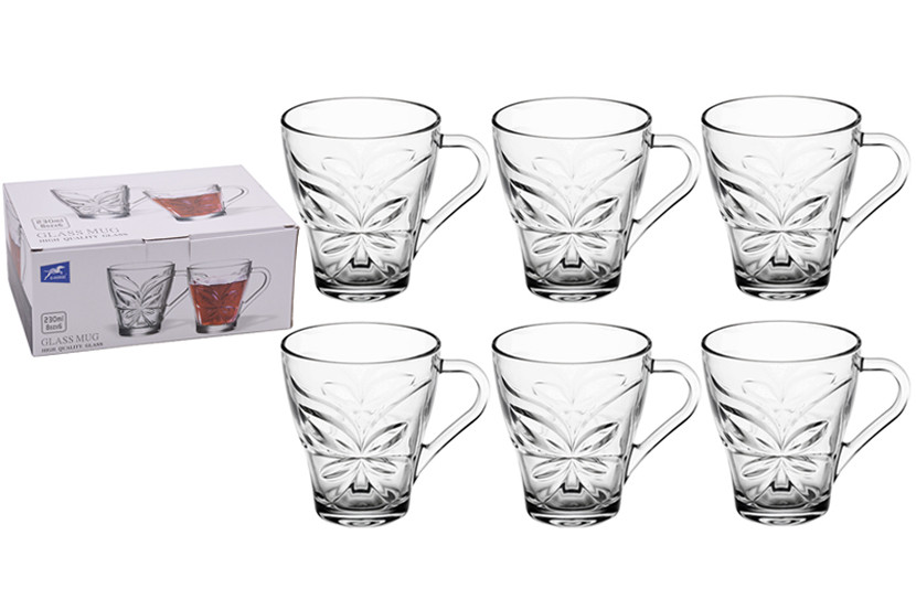 XICARA VIDRO TRANSP C06 230ML FOLHA