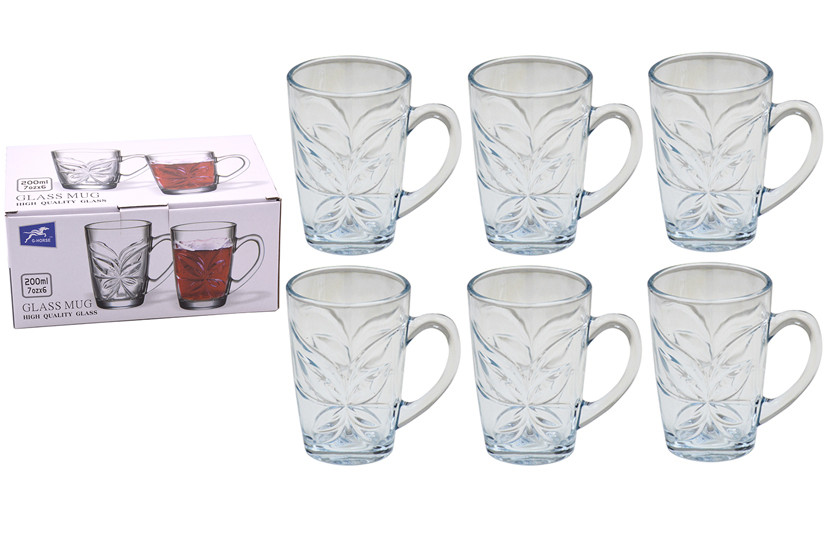 XICARA VIDRO TRANSP C06 200ML FOLHA