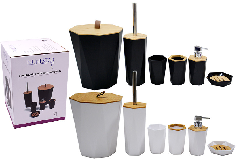 KIT BANHEIRO PLAST BAMBU C06