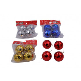 BOLA NATAL QUADRICULADA M 5CM C04 VERMELHO
