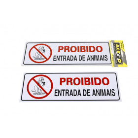 PLACA PROIBIDO ANIMAIS 10X29,5CM