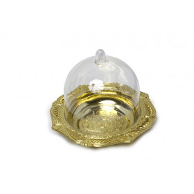 LEMBRANCINHA BANDEJA PLAST OURO TPA TRANSP