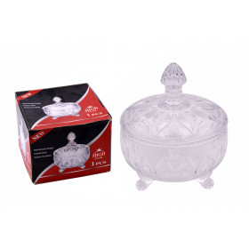 BOMBONIERE VIDRO TRANSP PE M 400ML FLOR