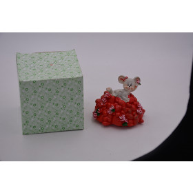 ENFEITE RESINA COFRE RATO FLORES 