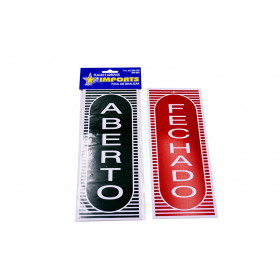 PLACA ABERTO/FECHADO VERTICAL 10X25CM